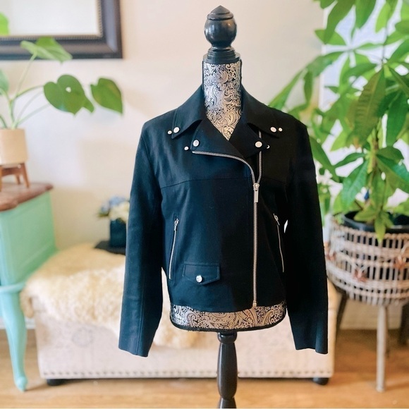 Helmut Lang Moto Biker Cotton Jacket, Size Large - Picture 6 of 13